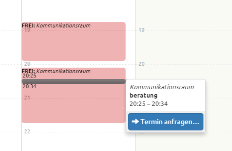 Calendrier de réservation de rendez-vous avec curseur de rendez-vous