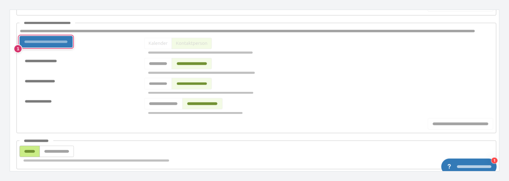 Réglages des processus → Informations de contact · (1) Personnaliser l'attribution