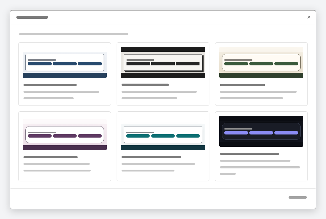 Mise en page de réservation → Charger un design : les six modèles